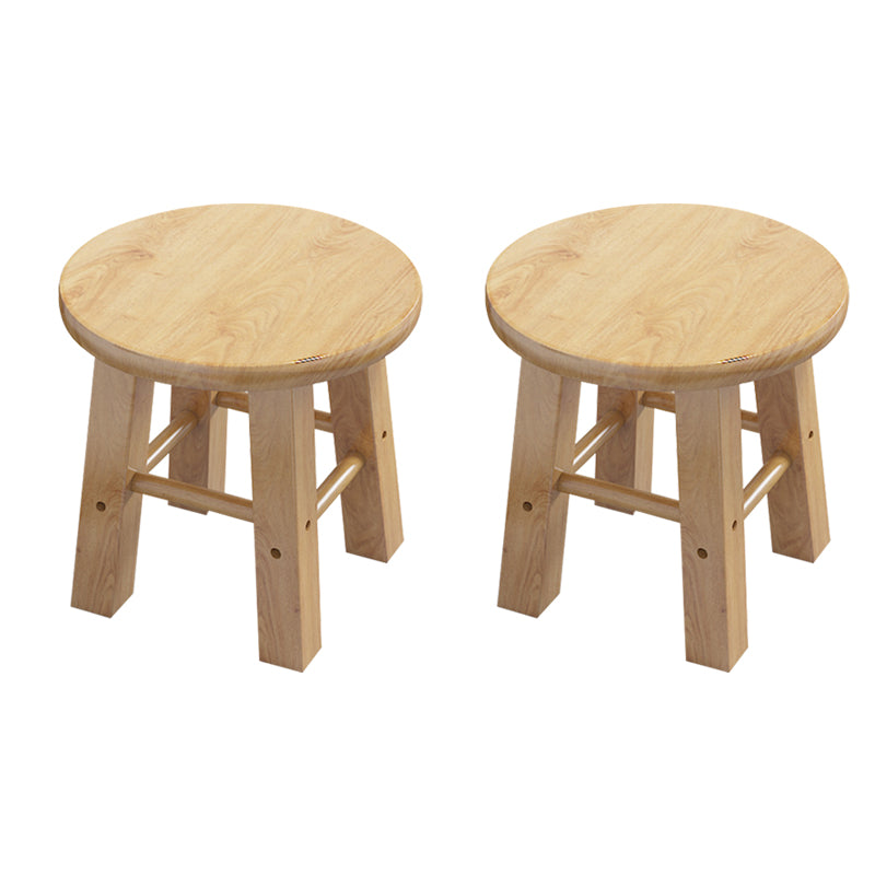 Contemporary Backless Rubberwood Stool Natural Footrest Barstool