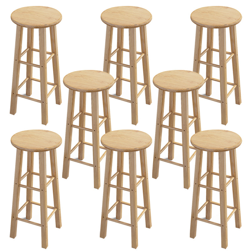 Contemporary Backless Rubberwood Stool Natural Footrest Barstool