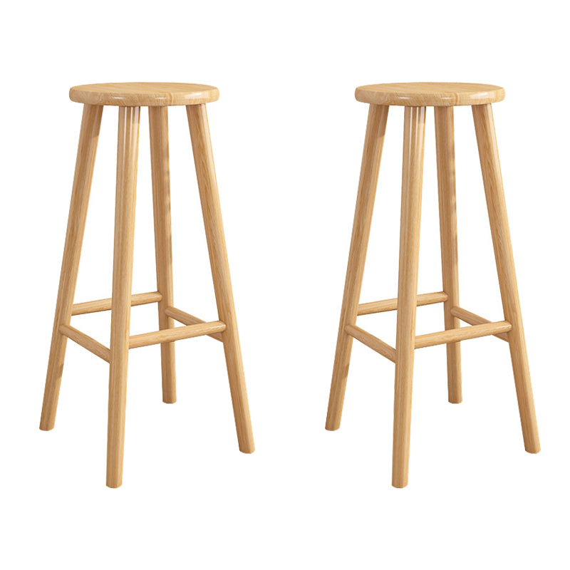 Contemporary Backless Rubberwood Stool Natural Footrest Barstool
