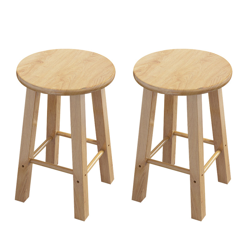 Contemporary Backless Rubberwood Stool Natural Footrest Barstool