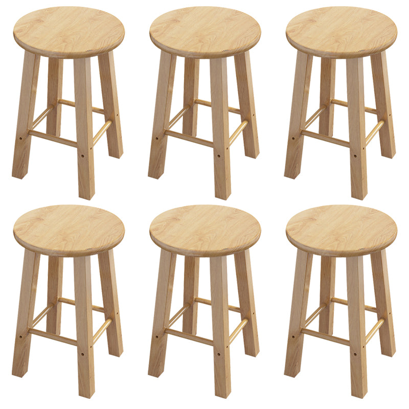 Contemporary Backless Rubberwood Stool Natural Footrest Barstool