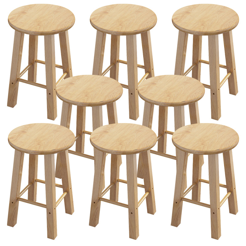Contemporary Backless Rubberwood Stool Natural Footrest Barstool