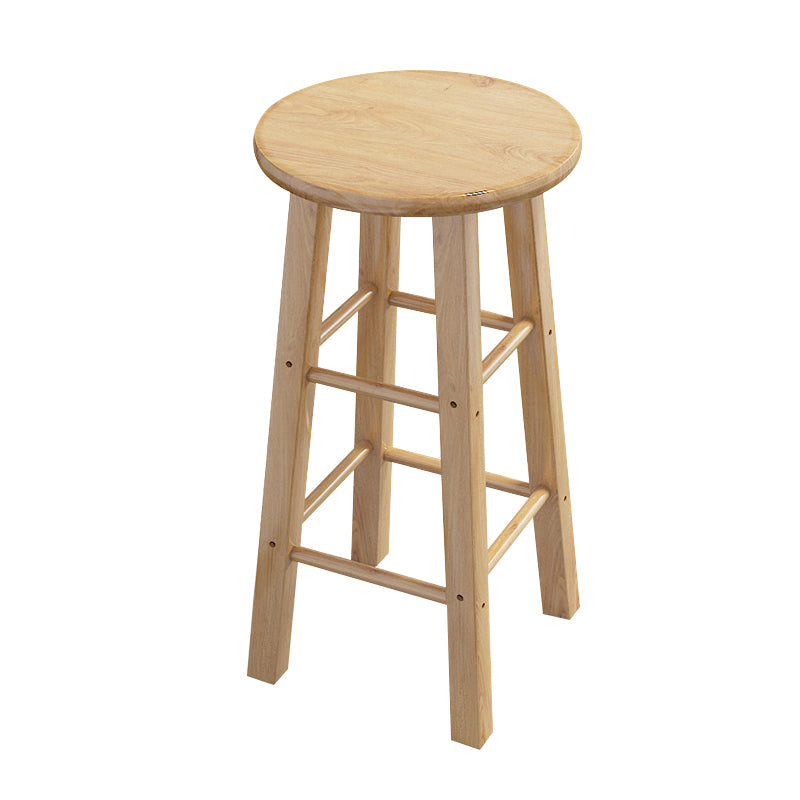 Contemporary Backless Rubberwood Stool Natural Footrest Barstool