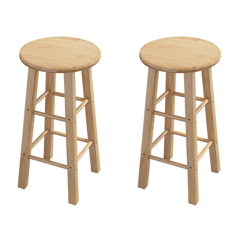 Contemporary Backless Rubberwood Stool Natural Footrest Barstool