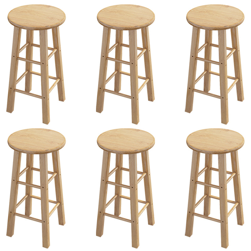 Contemporary Backless Rubberwood Stool Natural Footrest Barstool