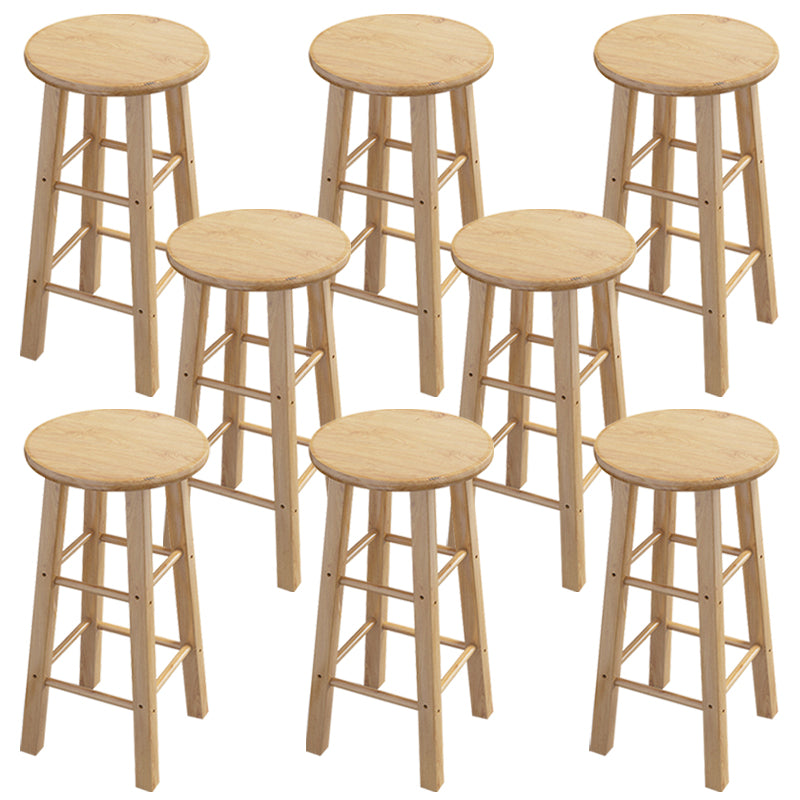 Contemporary Backless Rubberwood Stool Natural Footrest Barstool