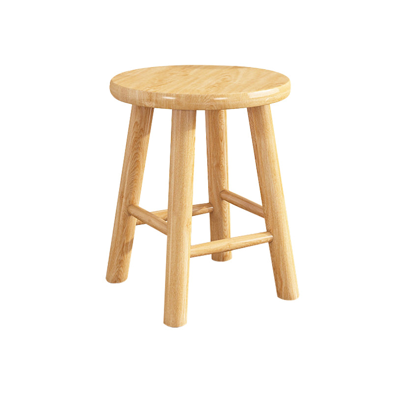 Contemporary Backless Rubberwood Stool Natural Footrest Barstool