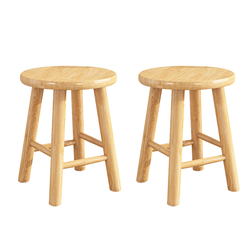Contemporary Backless Rubberwood Stool Natural Footrest Barstool