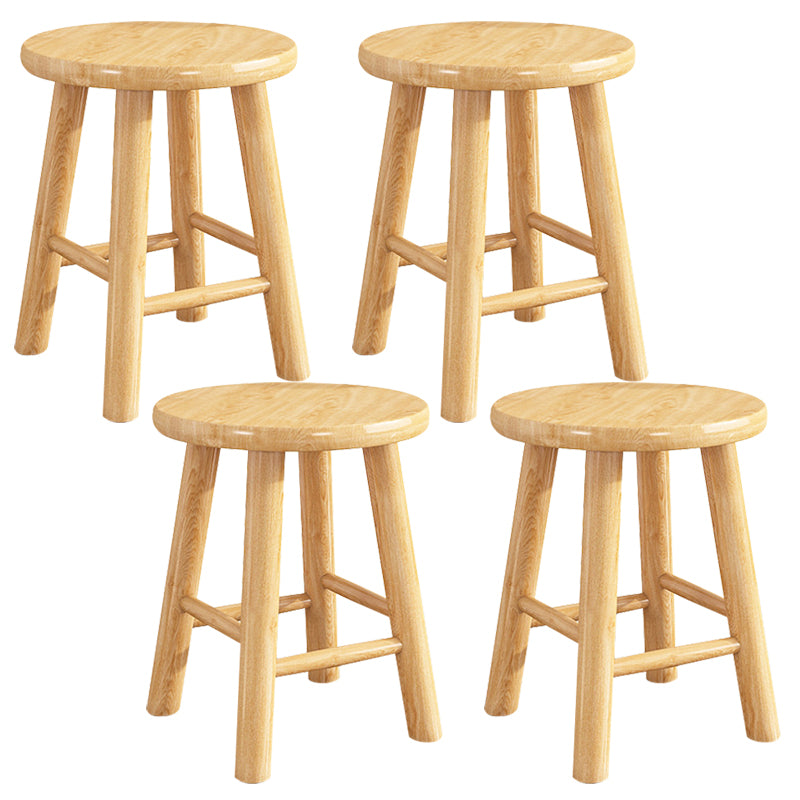 Contemporary Backless Rubberwood Stool Natural Footrest Barstool