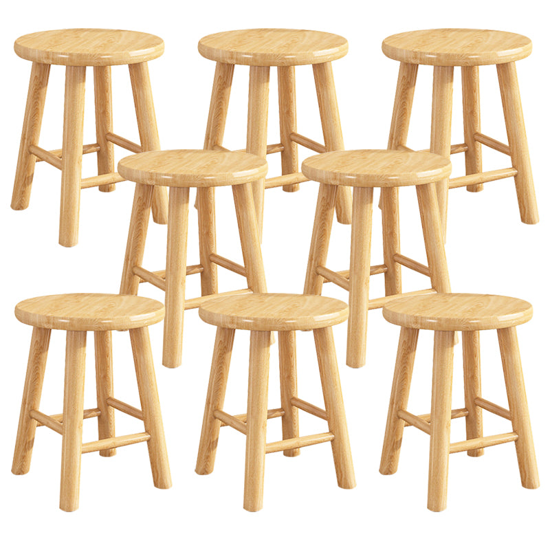 Contemporary Backless Rubberwood Stool Natural Footrest Barstool