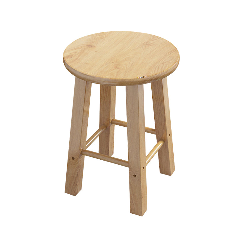 Contemporary Backless Rubberwood Stool Natural Footrest Barstool