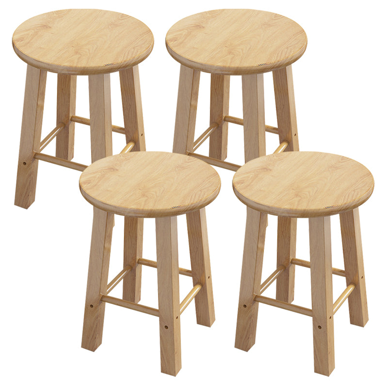 Contemporary Backless Rubberwood Stool Natural Footrest Barstool