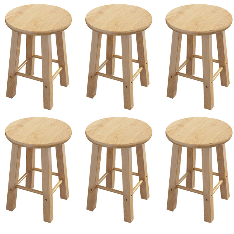 Contemporary Backless Rubberwood Stool Natural Footrest Barstool