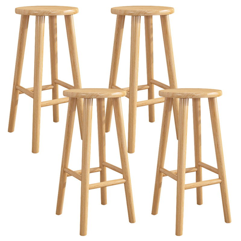 Contemporary Backless Rubberwood Stool Natural Footrest Barstool