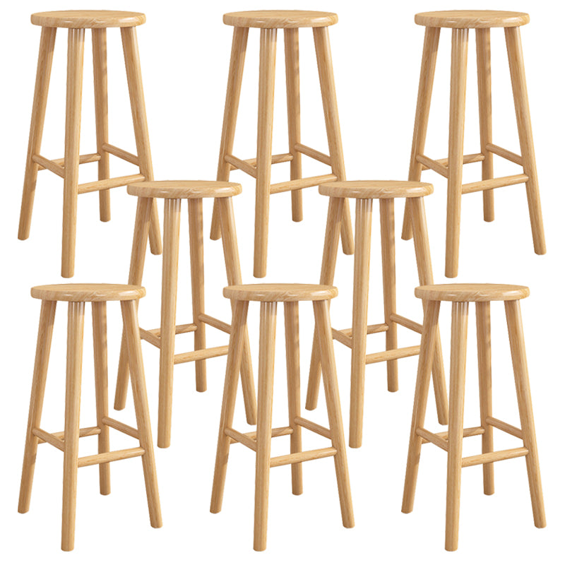 Contemporary Backless Rubberwood Stool Natural Footrest Barstool