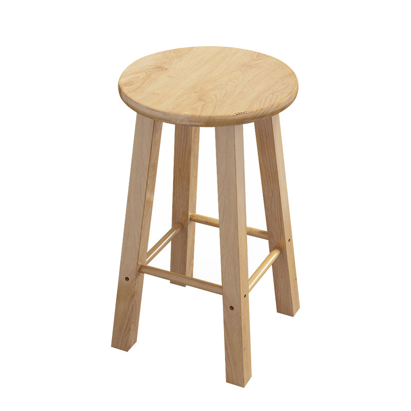Contemporary Backless Rubberwood Stool Natural Footrest Barstool