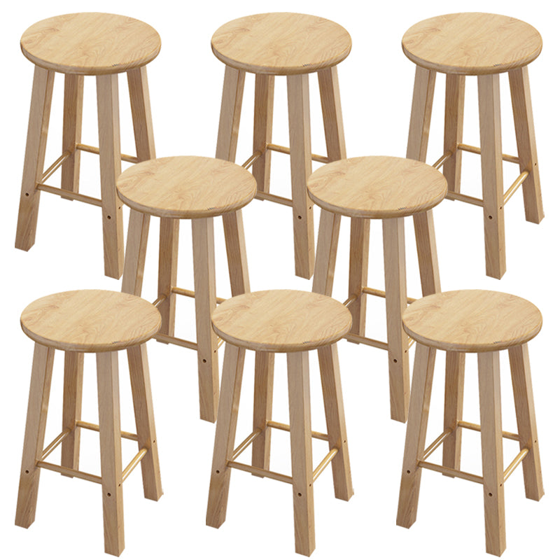 Contemporary Backless Rubberwood Stool Natural Footrest Barstool