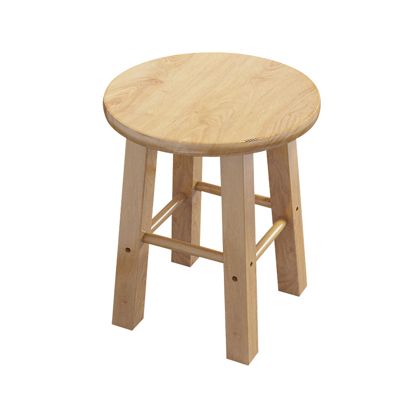 Contemporary Backless Rubberwood Stool Natural Footrest Barstool
