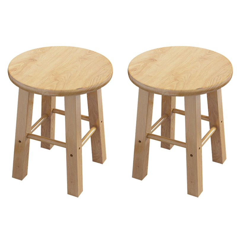 Contemporary Backless Rubberwood Stool Natural Footrest Barstool