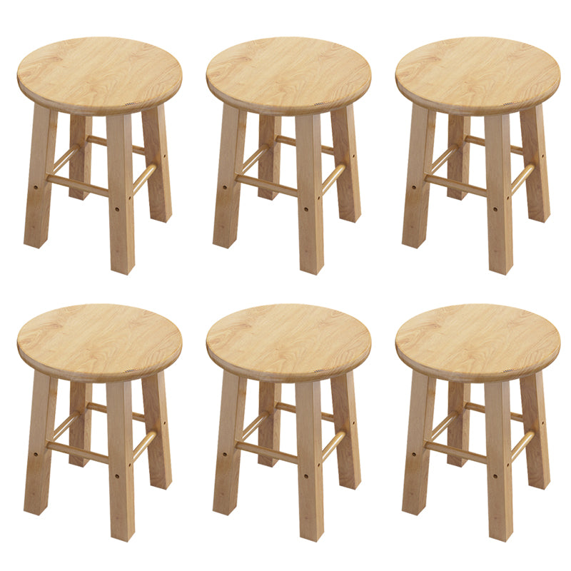 Contemporary Backless Rubberwood Stool Natural Footrest Barstool