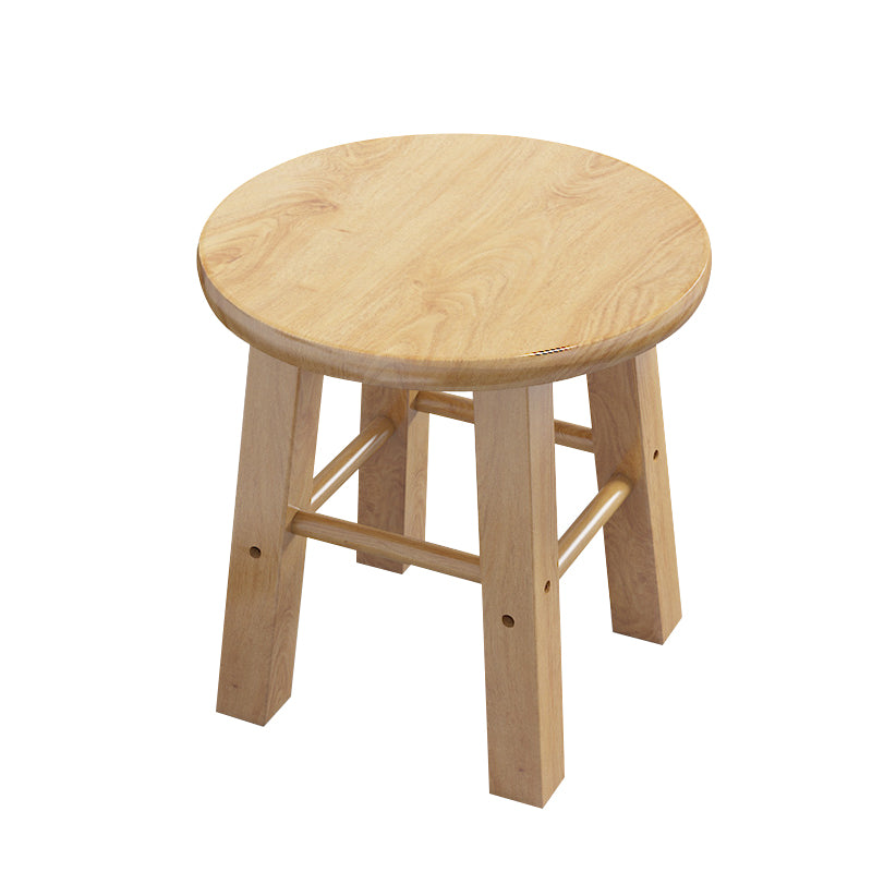 Contemporary Backless Rubberwood Stool Natural Footrest Barstool