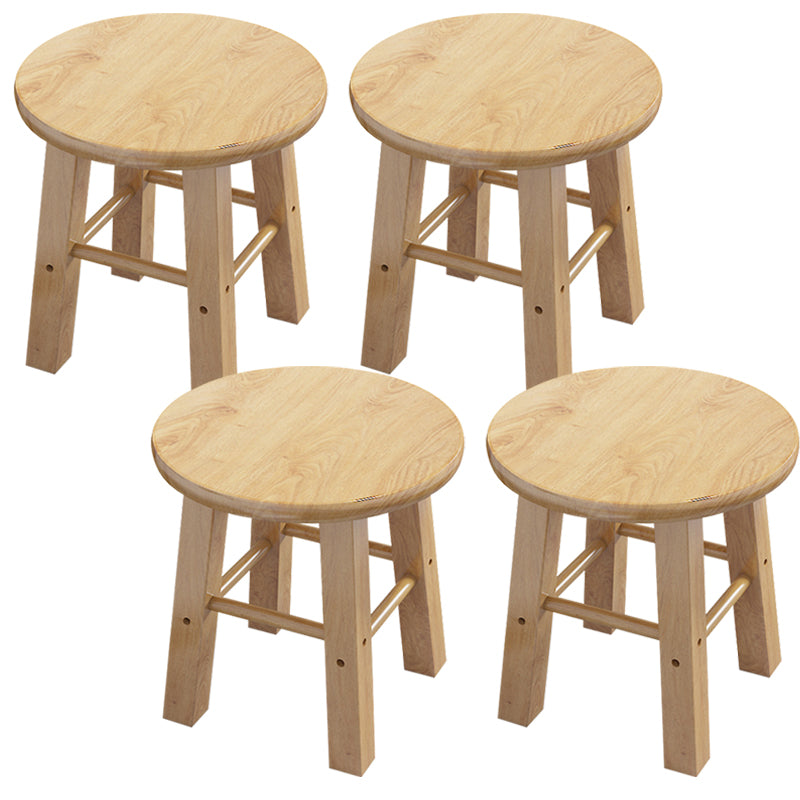 Contemporary Backless Rubberwood Stool Natural Footrest Barstool
