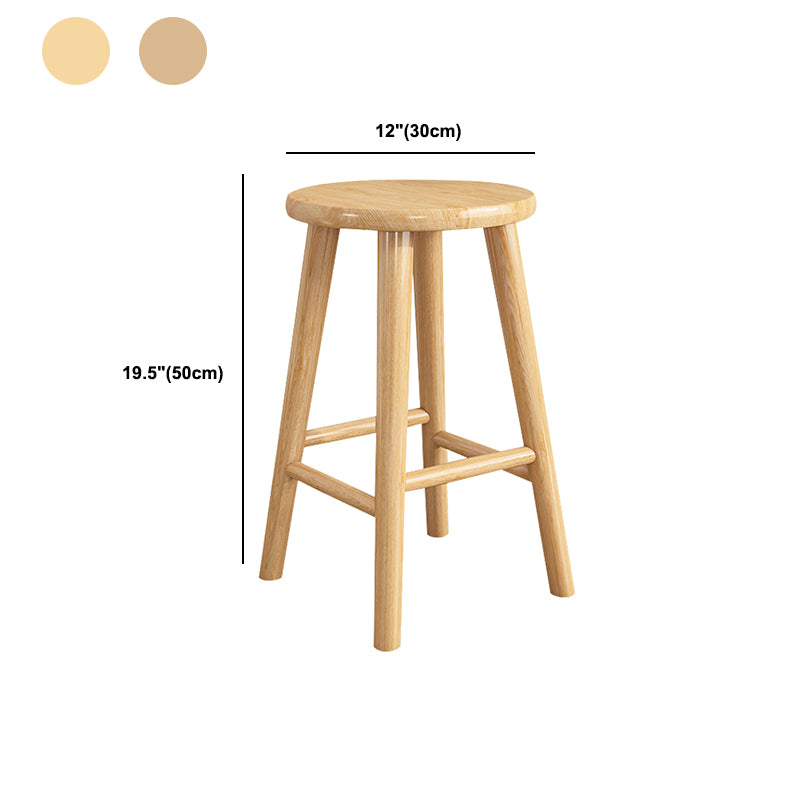 Contemporary Backless Rubberwood Stool Natural Footrest Barstool