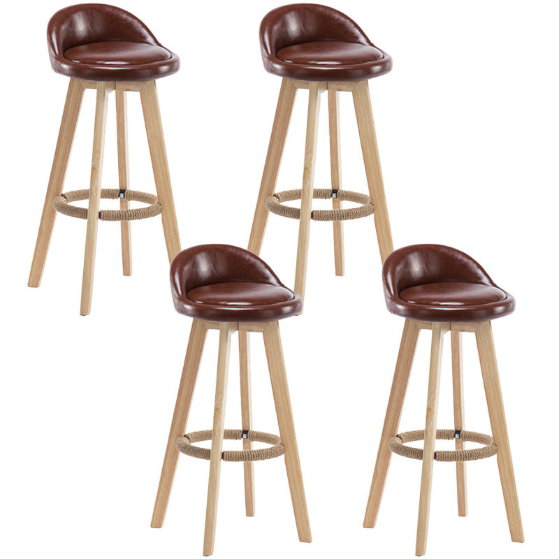 Contemporary Rubberwood Home Stool Footrest Upholstered Bar Stools
