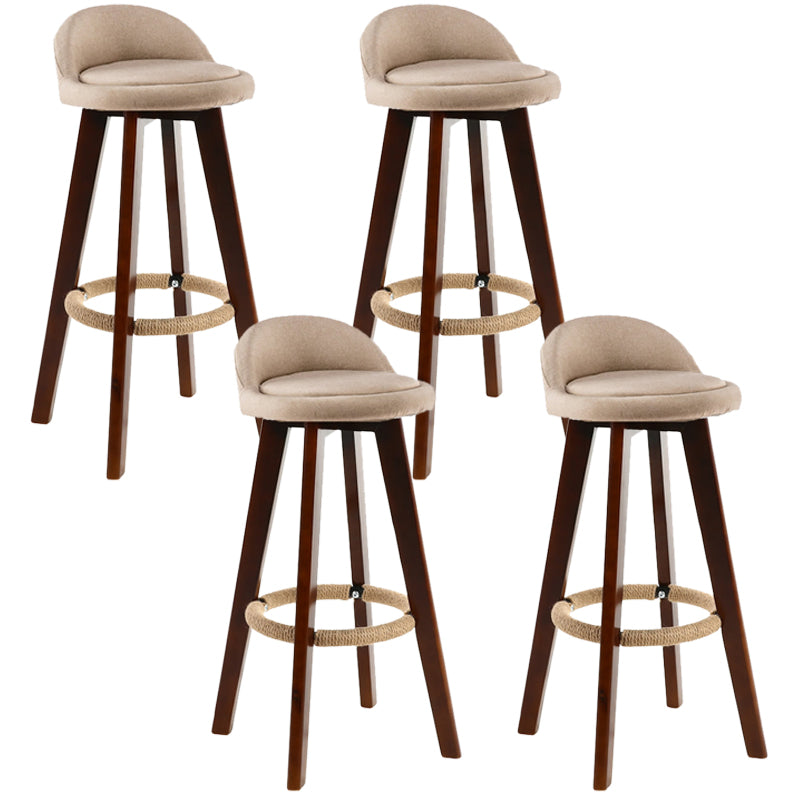 Contemporary Rubberwood Home Stool Footrest Upholstered Bar Stools
