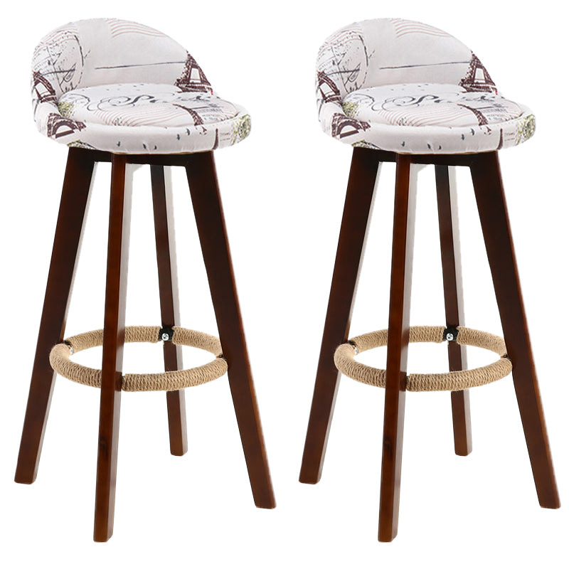 Contemporary Rubberwood Home Stool Footrest Upholstered Bar Stools