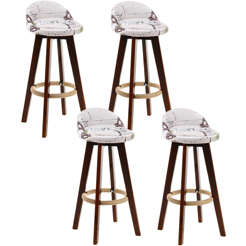 Contemporary Rubberwood Home Stool Footrest Upholstered Bar Stools