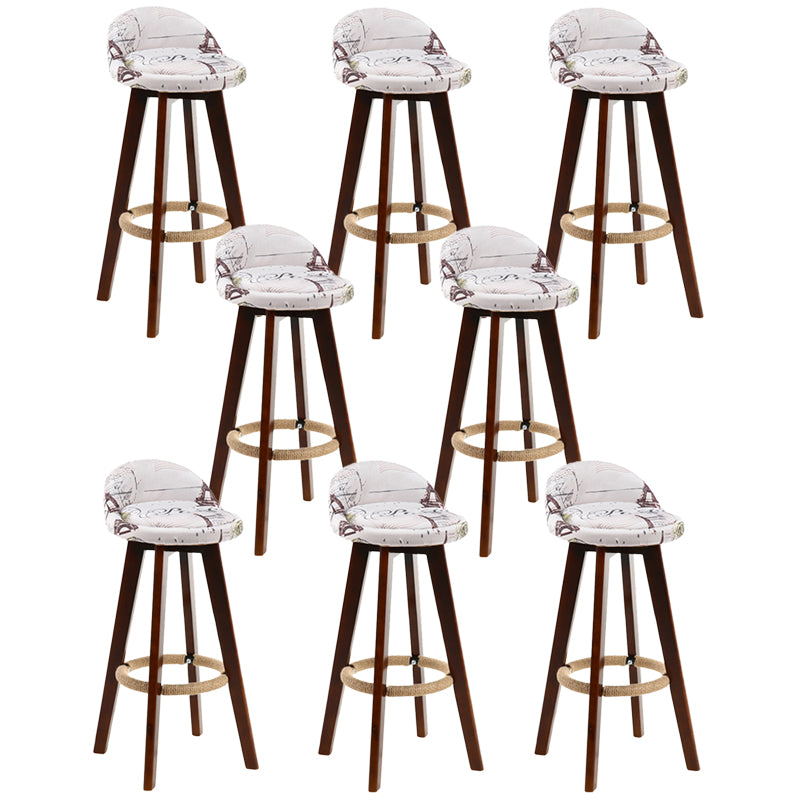 Contemporary Rubberwood Home Stool Footrest Upholstered Bar Stools