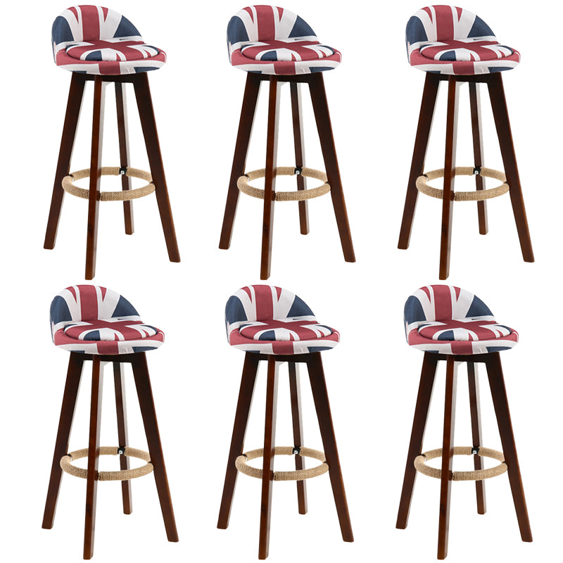 Contemporary Rubberwood Home Stool Footrest Upholstered Bar Stools