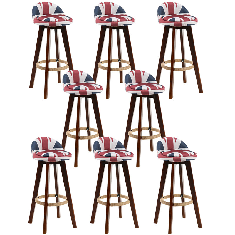 Contemporary Rubberwood Home Stool Footrest Upholstered Bar Stools