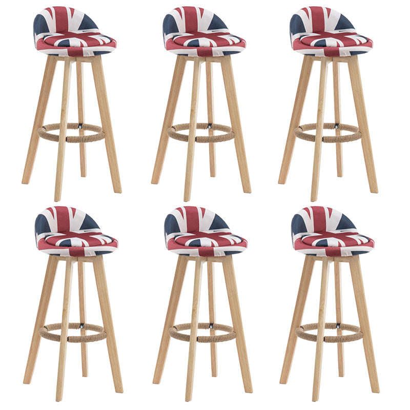 Contemporary Rubberwood Home Stool Footrest Upholstered Bar Stools