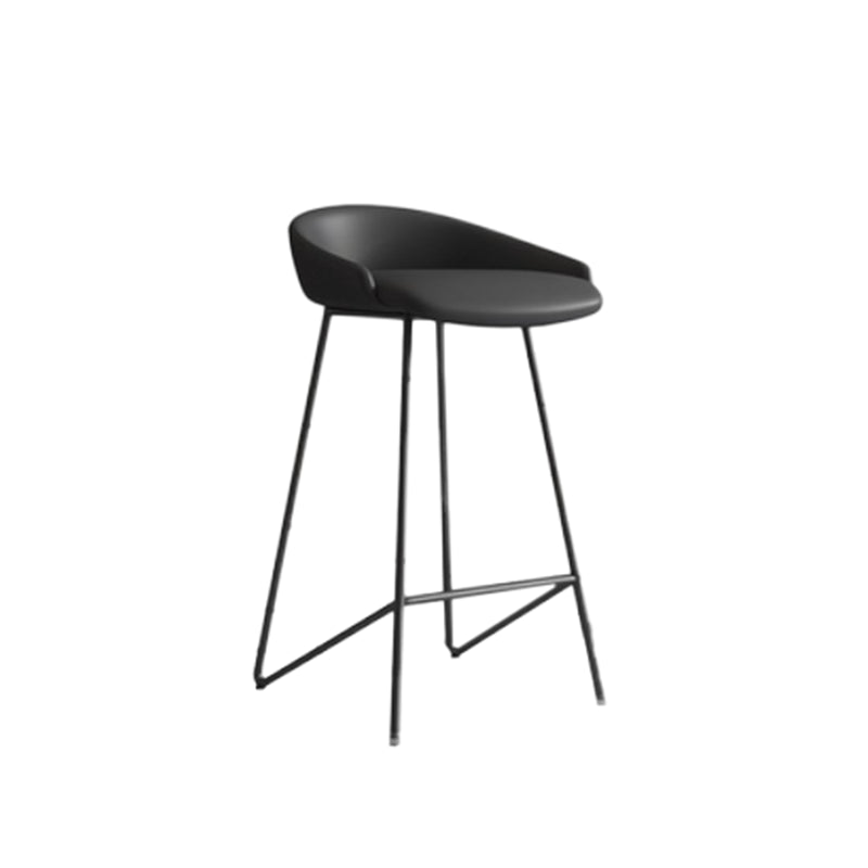 Faux Leather Armless Counter Stool Industrial Low Back Bar Stool