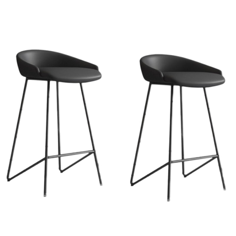 Faux Leather Armless Counter Stool Industrial Low Back Bar Stool