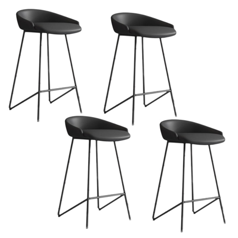 Faux Leather Armless Counter Stool Industrial Low Back Bar Stool