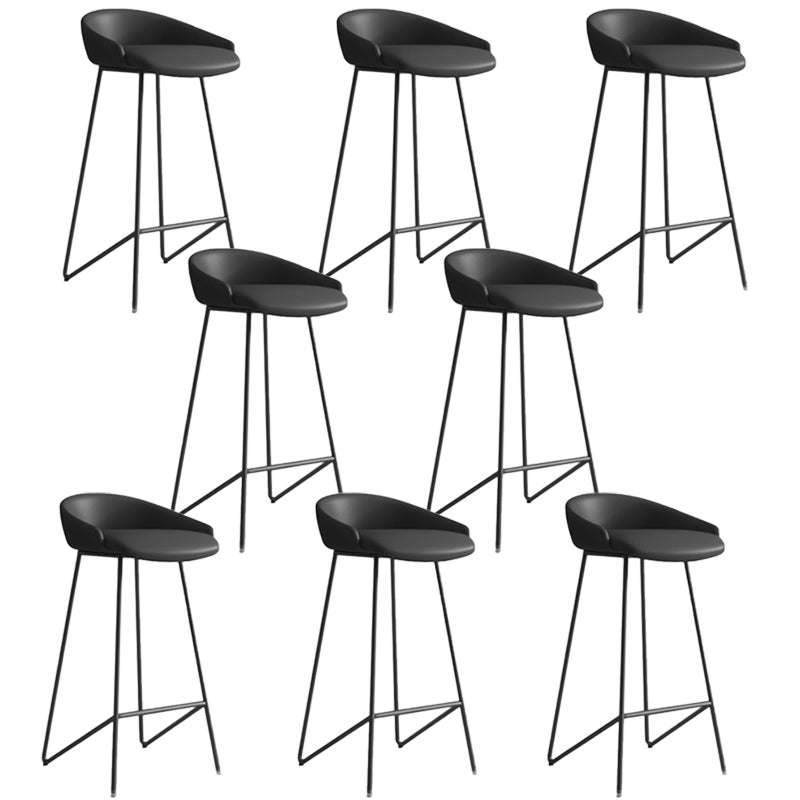 Faux Leather Armless Counter Stool Industrial Low Back Bar Stool