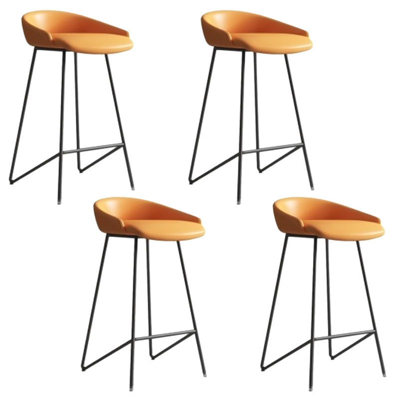 Faux Leather Armless Counter Stool Industrial Low Back Bar Stool