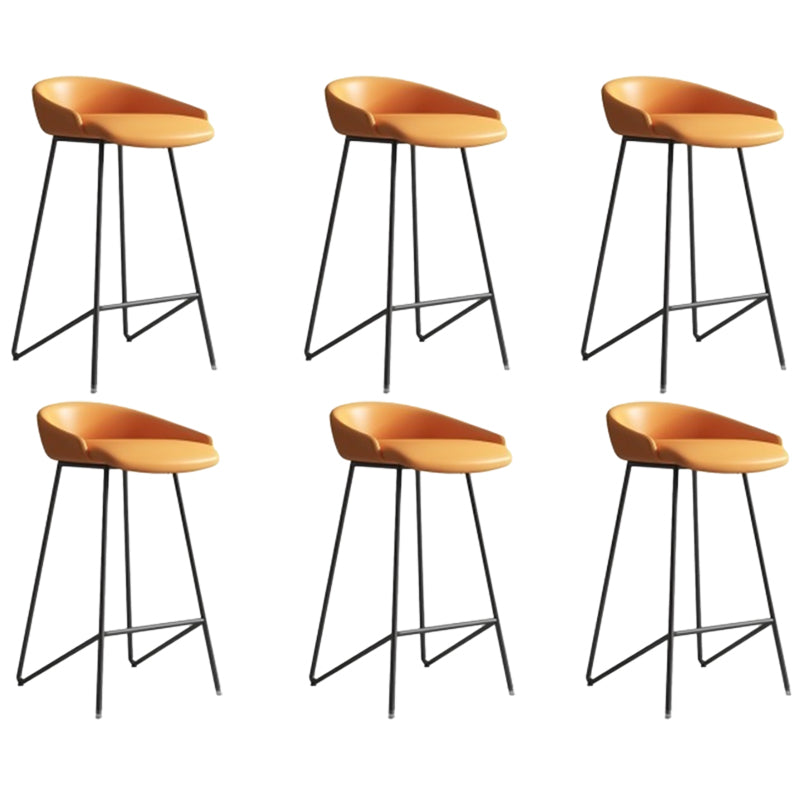 Faux Leather Armless Counter Stool Industrial Low Back Bar Stool