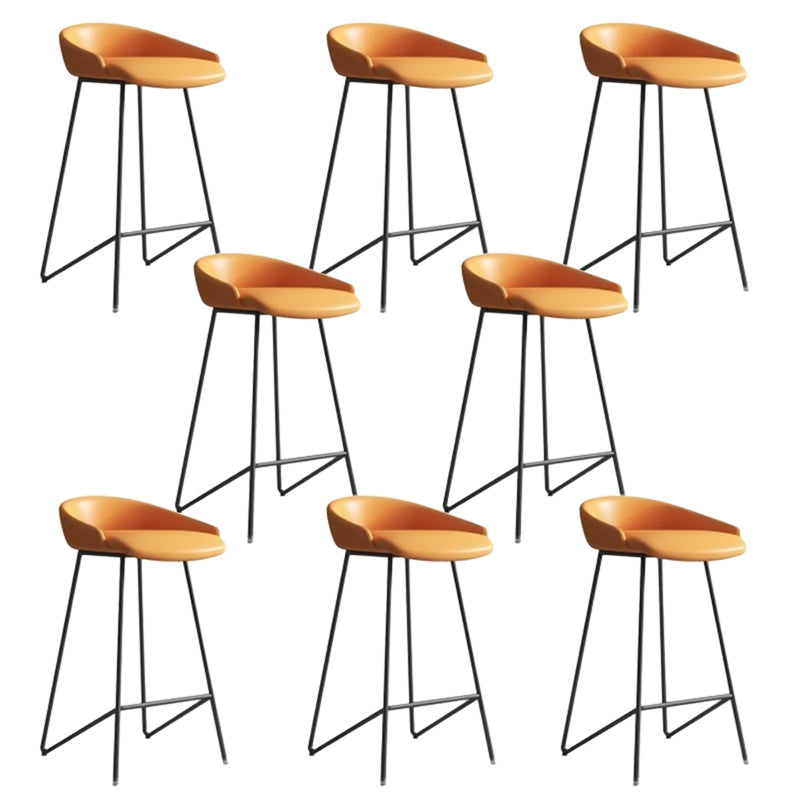 Faux Leather Armless Counter Stool Industrial Low Back Bar Stool