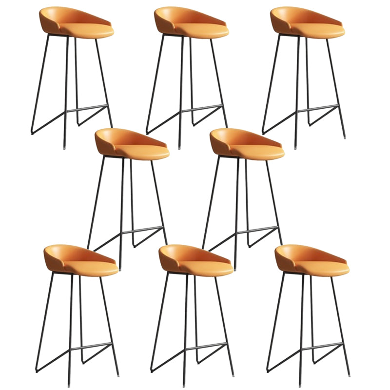 Faux Leather Armless Counter Stool Industrial Low Back Bar Stool