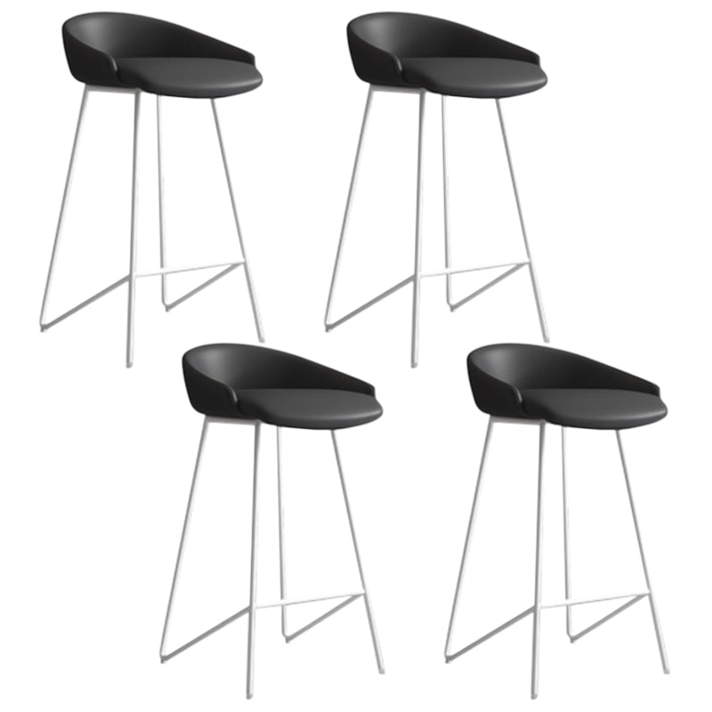 Faux Leather Armless Counter Stool Industrial Low Back Bar Stool
