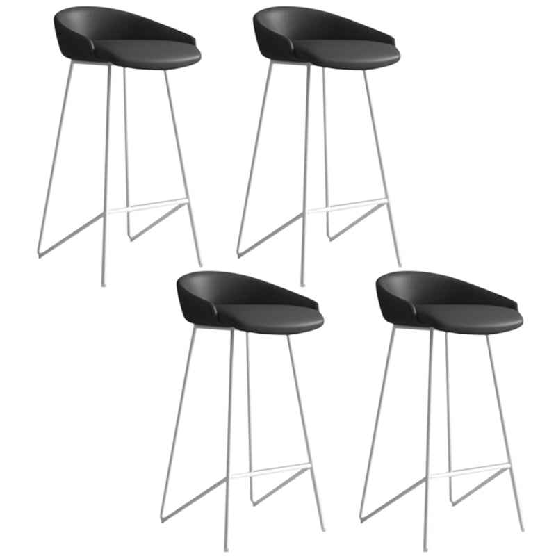 Faux Leather Armless Counter Stool Industrial Low Back Bar Stool