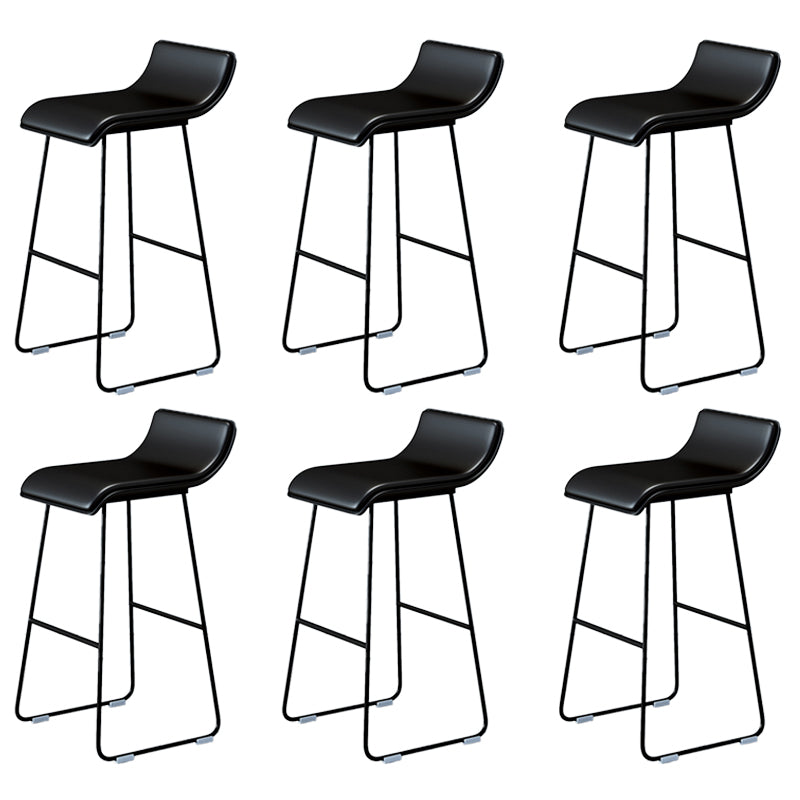 Industrial Armless Counter Stool Solid Wave Seat Bar Chair with Metal Legs