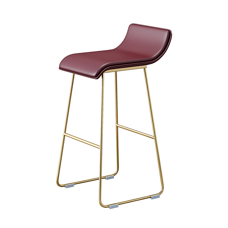 Industrial Armless Counter Stool Solid Wave Seat Bar Chair with Metal Legs