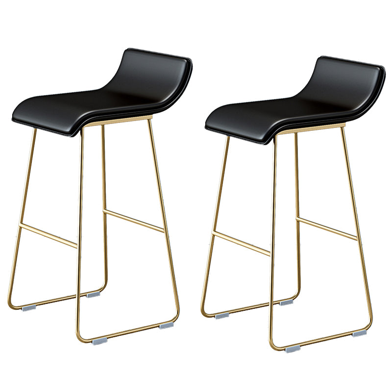 Industrial Armless Counter Stool Solid Wave Seat Bar Chair with Metal Legs