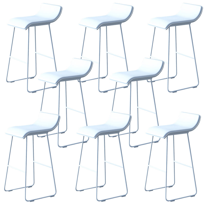 Industrial Armless Counter Stool Solid Wave Seat Bar Chair with Metal Legs