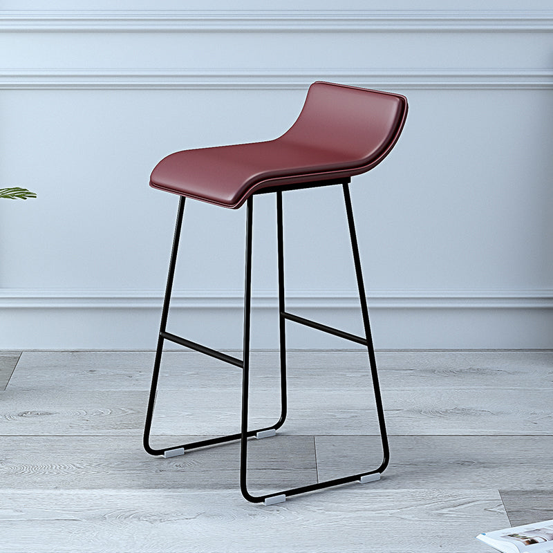 Industrial Armless Counter Stool Solid Wave Seat Bar Chair with Metal Legs